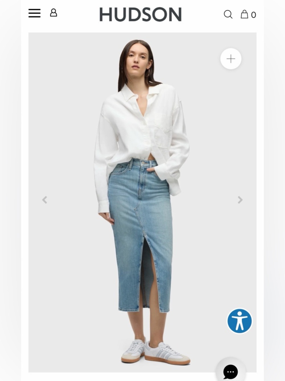 Hudson Light Blue Denim Skirt with Front Slit